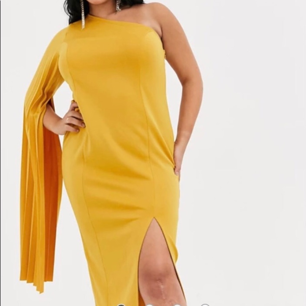 ASOS one shoulder pleated midi dress.